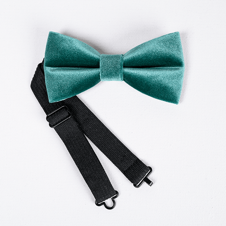 Pajarita de terciopelo de color verde azulado liso para hombre