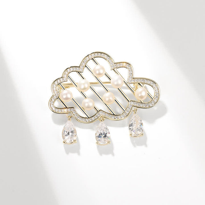 Broche de perlas con forma de nube lluviosa para mujer