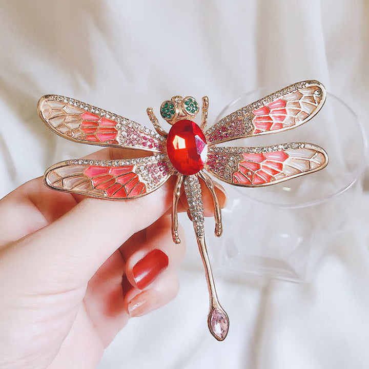 Broche de diamantes de imitación con forma de libélula de lujo para mujer