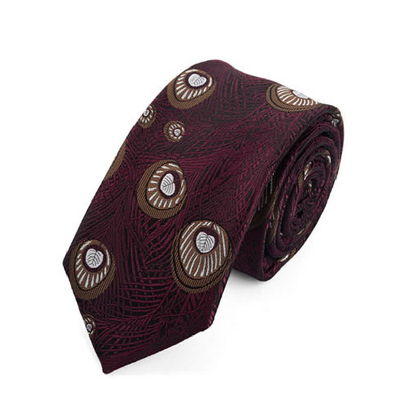 Corbata con estampado de plumas de pavo real para hombre