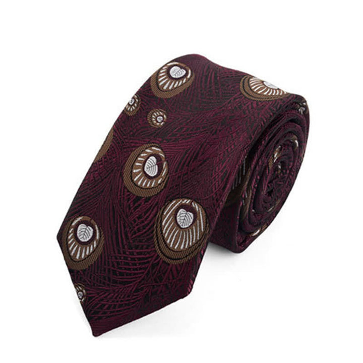 Corbata con estampado de plumas de pavo real para hombre