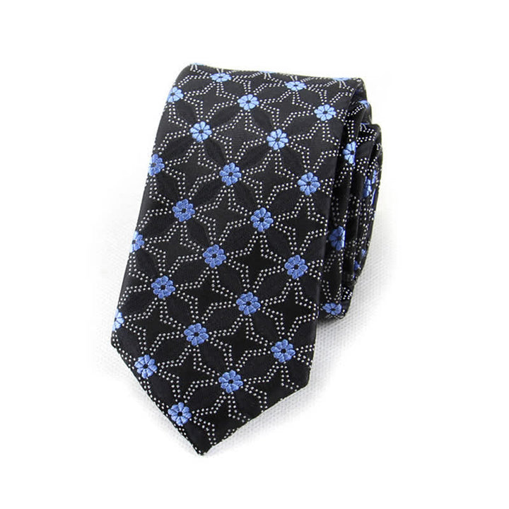Corbata con diseño geométrico y flores bordadas para hombre.