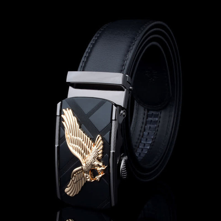 Cinturón de cuero con hebilla automática con diseño de águila animal para hombre