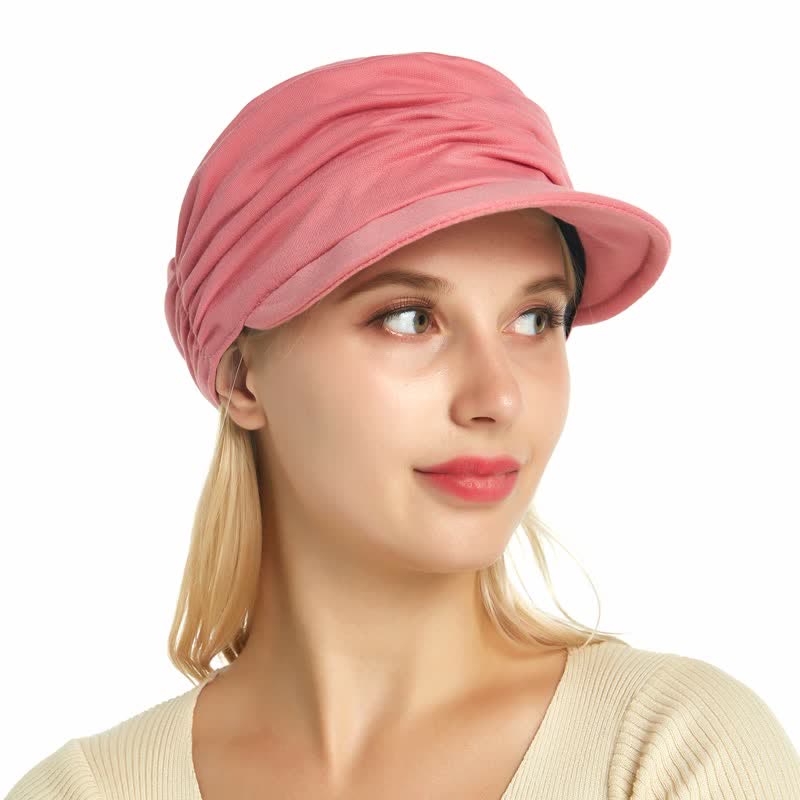 Gorra de béisbol plisada con ala suave para mujer