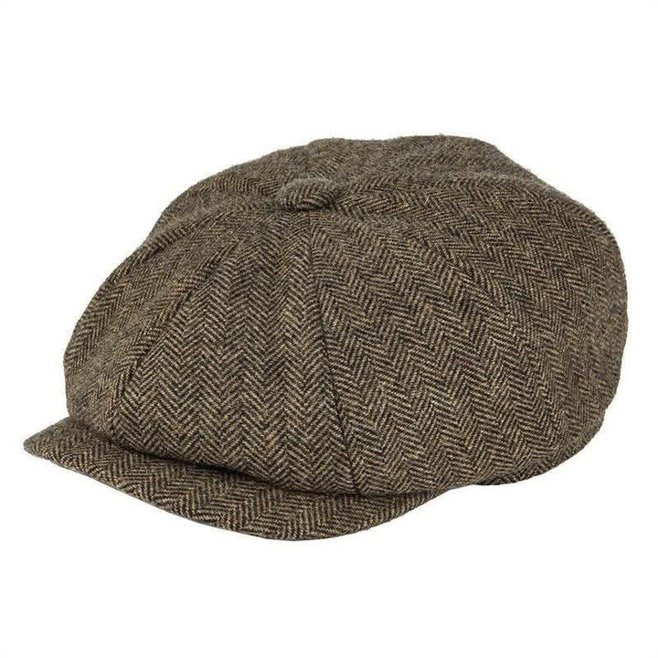 Boina octogonal clásica de tweed con diseño de espiga
