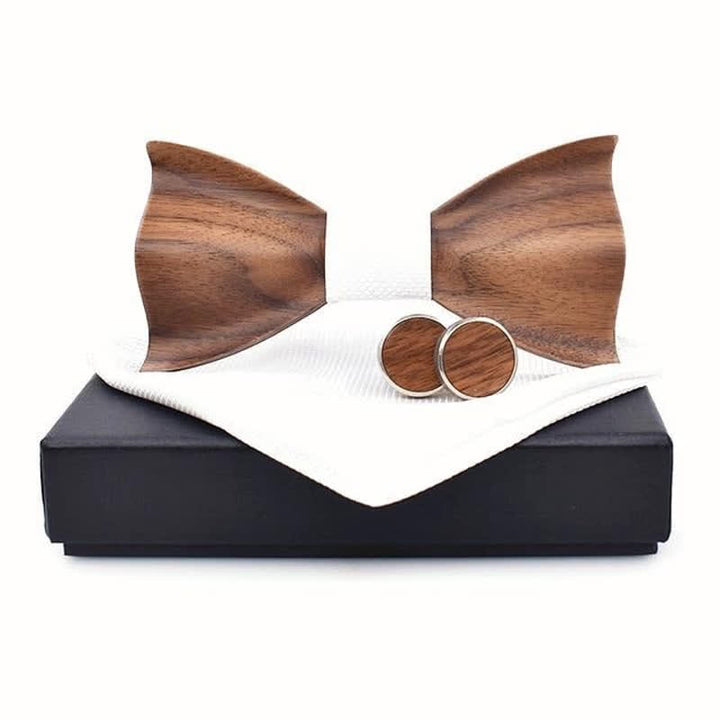 Juego de 3 pajaritas de madera a cuadros pequeños para hombre