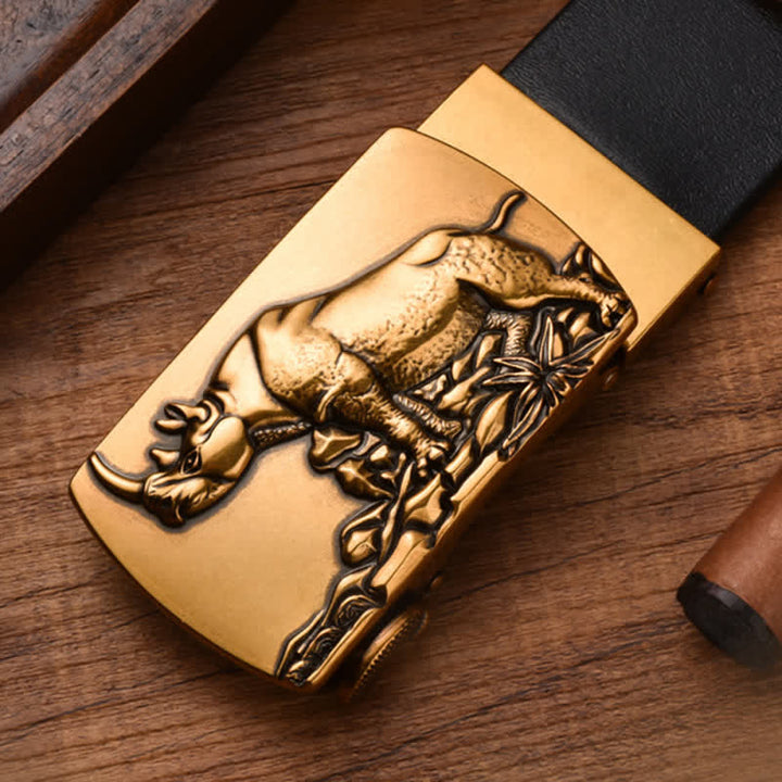Cinturón de cuero con hebilla automática para hombre Standing Rhino Business