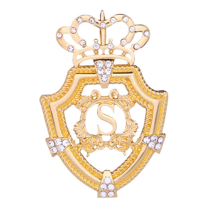 Broche de corona con letras reales inglesas para hombre