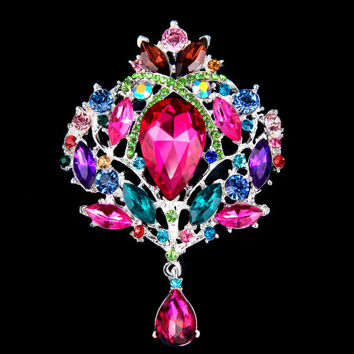 Broche de gota de agua con capullo floral brillante para mujer