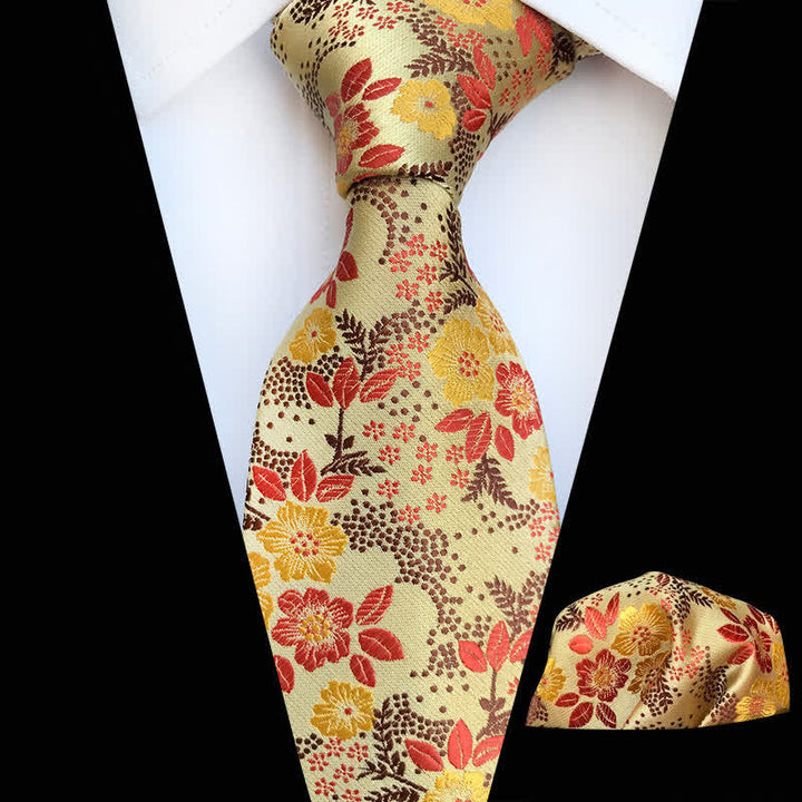 Conjunto de 2 corbatas florales con flores de ciruelo para hombre