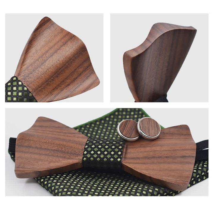 Juego de 3 pajaritas de madera de nogal negro para hombre
