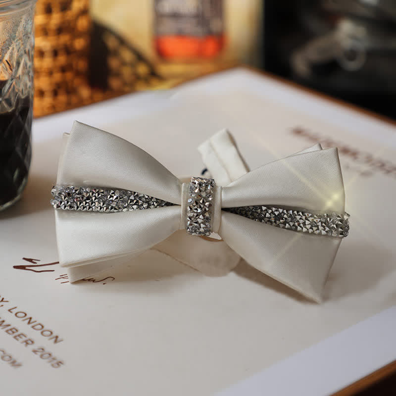 Conjunto de pajarita de satén con brillantes diamantes de imitación para hombre