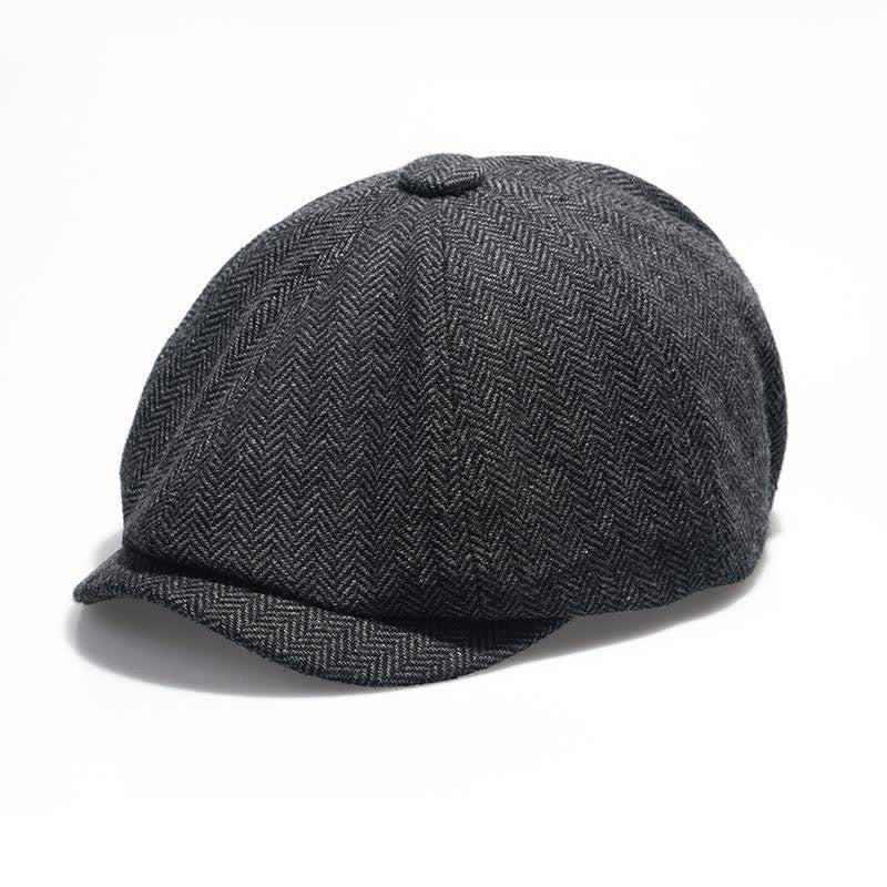 Boina octogonal con diseño de espiga versátil para hombre