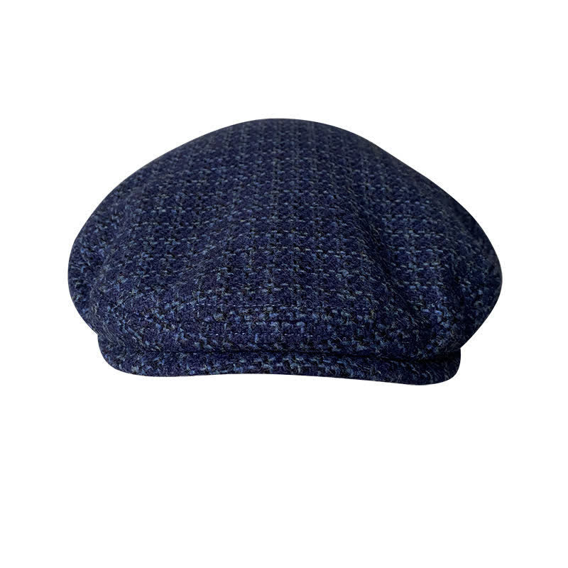 Boina de cuadros azul marino para otoño e invierno