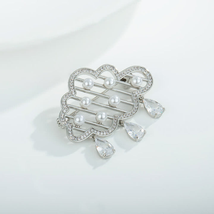 Broche de perlas con forma de nube lluviosa para mujer