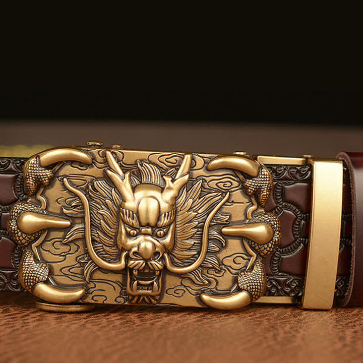 Cinturón de cuero con garra de dragón poderosa para hombre