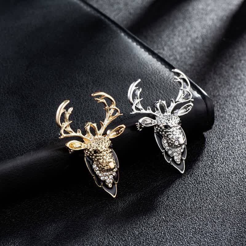 Broche de cabeza de ciervo con alce brillante para hombre