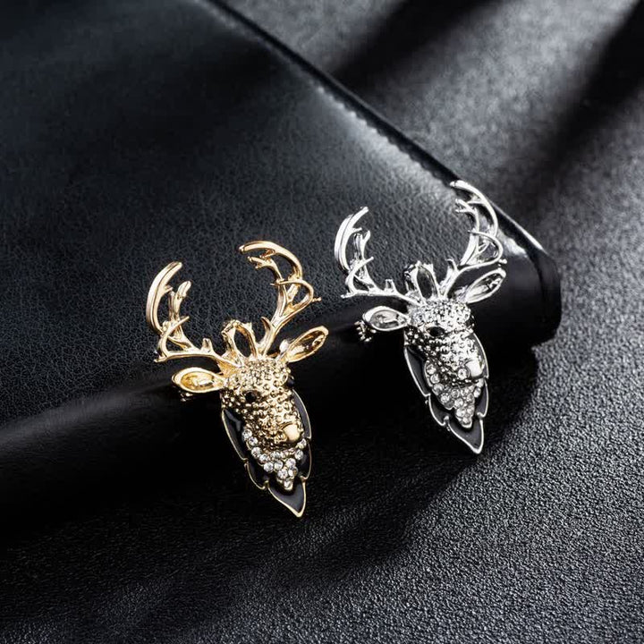 Broche de cabeza de ciervo con alce brillante para hombre
