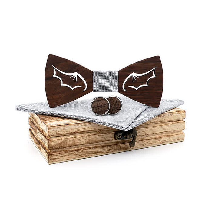 Juego de 3 pajaritas de madera con alas de demonio para hombre