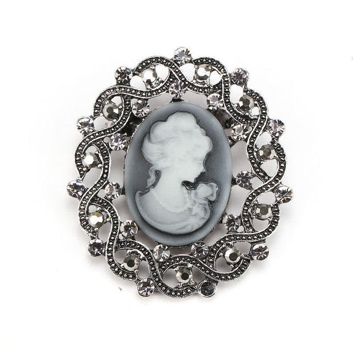 Broche de camafeo de reina del siglo XIX para mujer