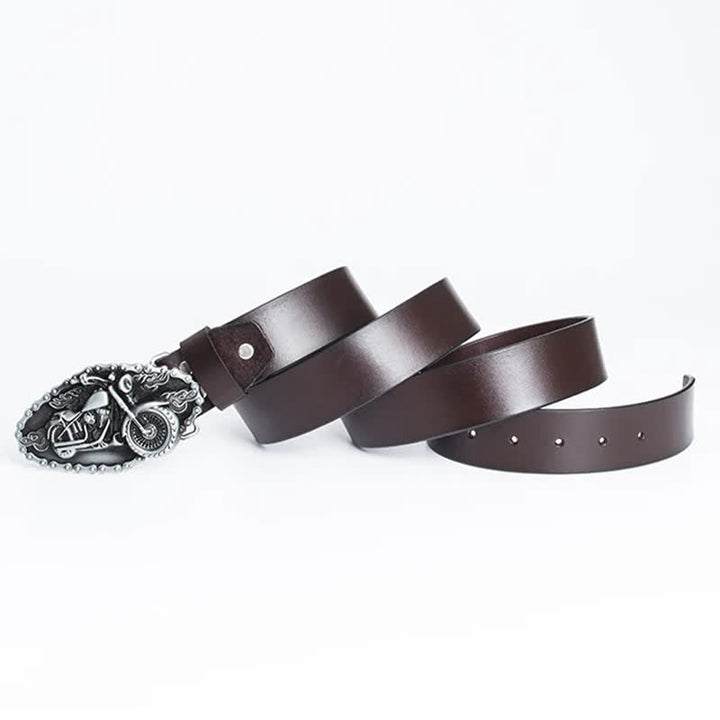 Cinturón de cuero para motocicleta con locomotora punk para hombre