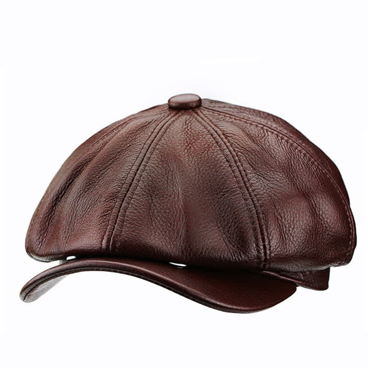 Boina estilo Gatsby de ocho paneles de piel de vaca de pintor