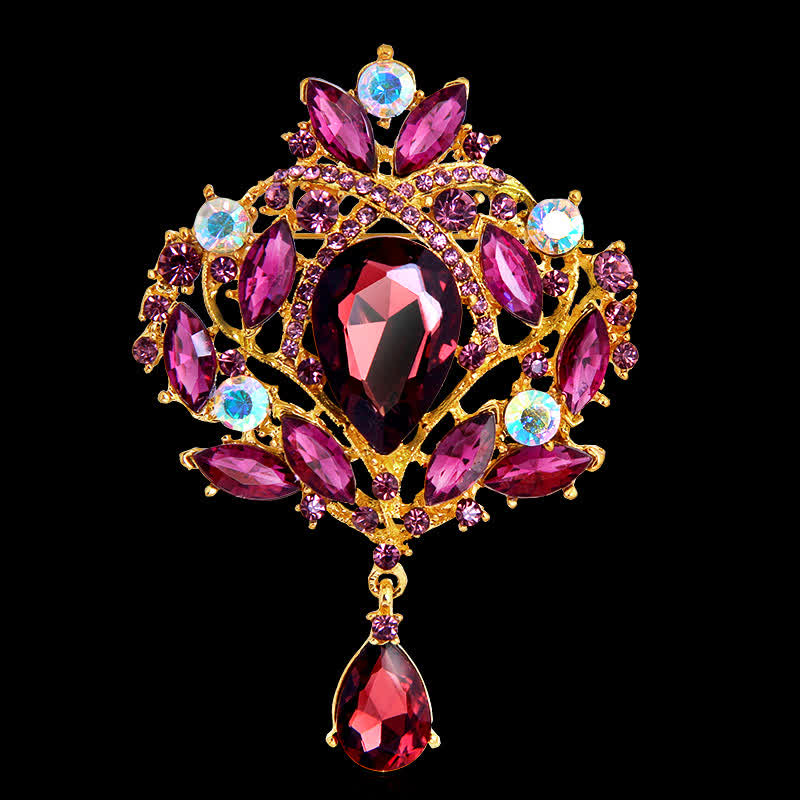 Broche de gota de agua con capullo floral brillante para mujer