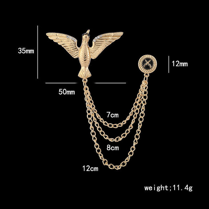 Broche de cadena con pájaro de la victoria para hombre