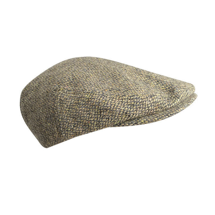 Boina plana de tweed con cuadros en espiga