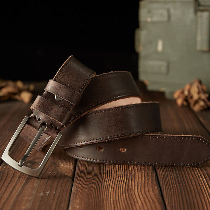 Cinturón clásico de cuero vaquero texturizado para hombre