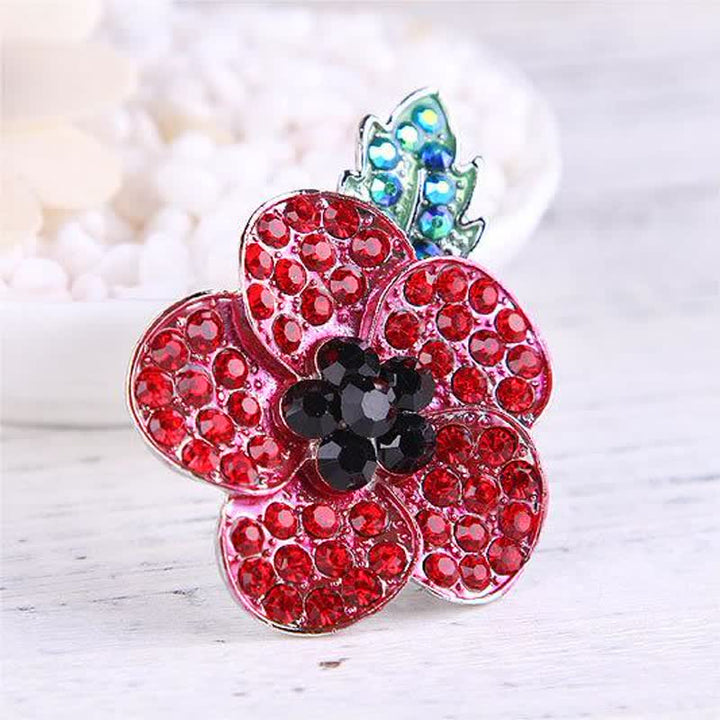 Broche de amapola roja espléndido para mujer