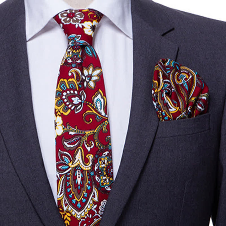 Conjunto de 2 corbatas con estampado floral de cachemira para hombre