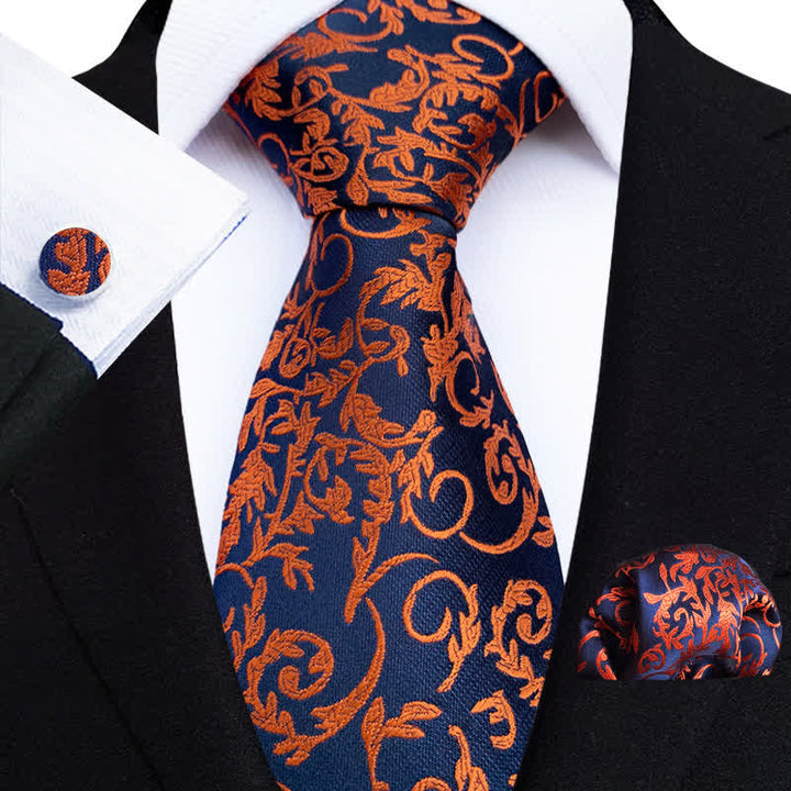 Conjunto de 3 corbatas para hombre en tonos naranja y azul marino