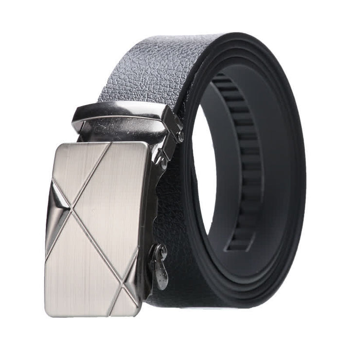 Cinturón de cuero negro con hebilla automática para hombre