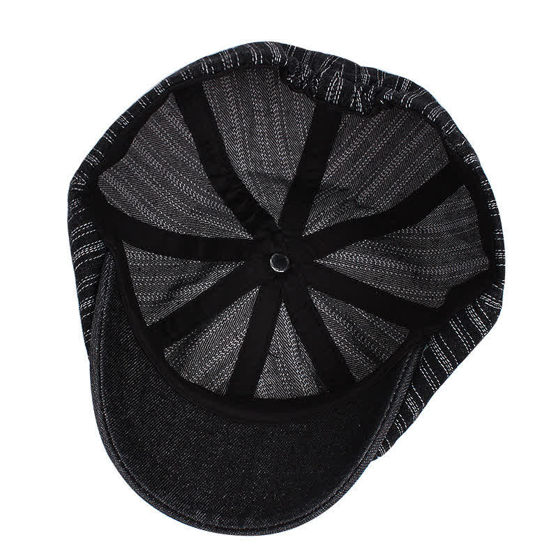 Gorra de boina de vendedor de periódicos octogonal a rayas de moda