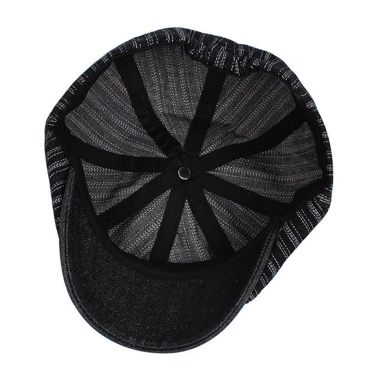 Gorra de boina de vendedor de periódicos octogonal a rayas de moda