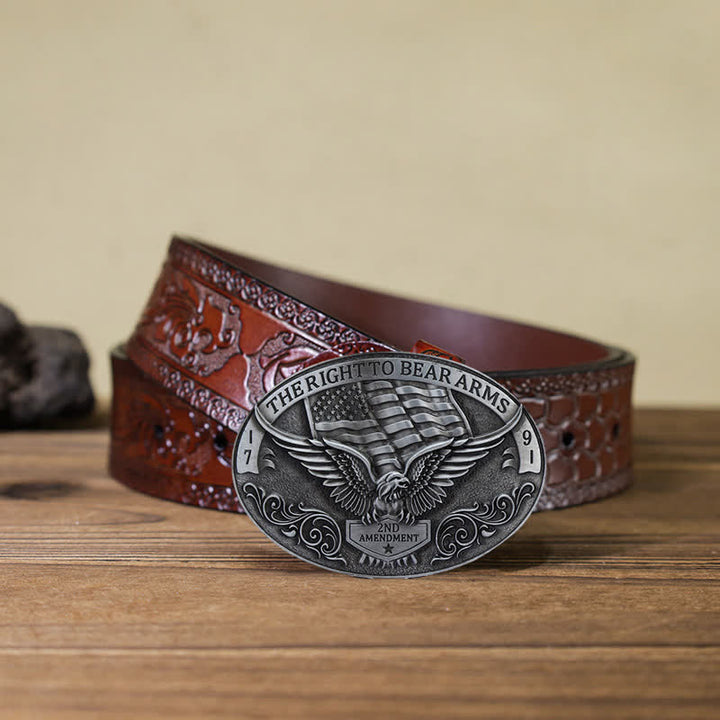 Cinturón de cuero con hebilla de águila para hombre, hecho a mano y fabricado por uno mismo