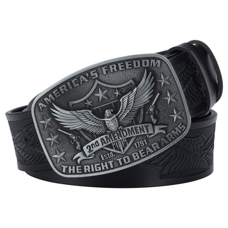 Cinturón de cuero retro con águila americana y libertad para hombre