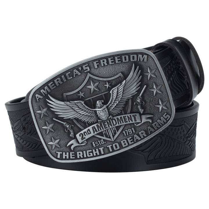 Cinturón de cuero retro con águila americana y libertad para hombre