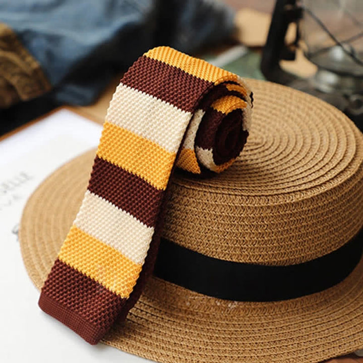 Corbata de punto con rayas horizontales de otoño para hombre