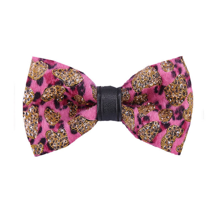 Pajarita de hombre con cristales, azul, amarillo y leopardo