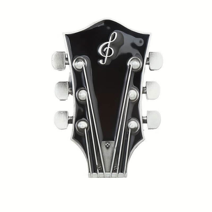 Cinturón de cuero con hebilla de clavijero de guitarra musical para hombre hecho a mano