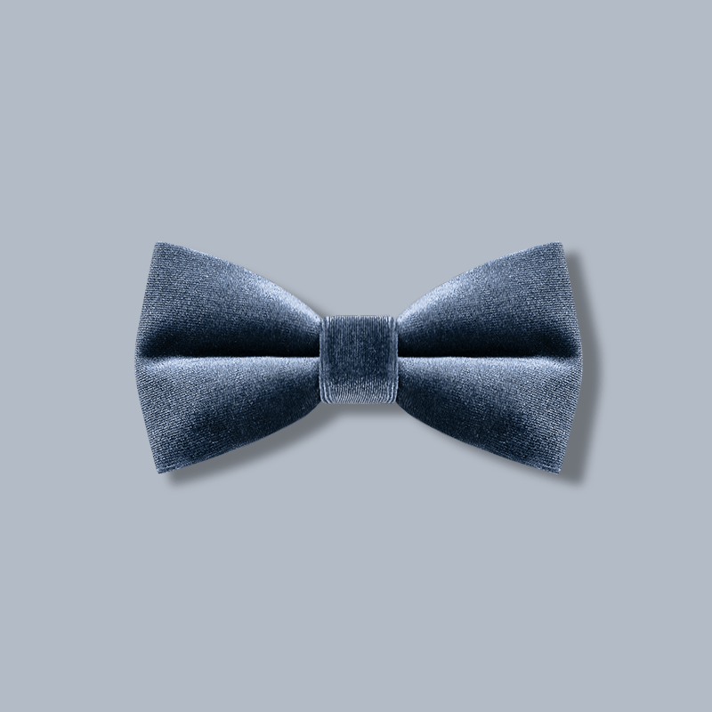 Pajarita de terciopelo de color liso gris brumoso para hombre