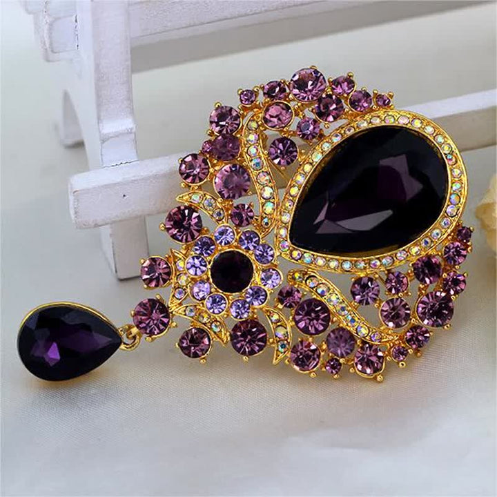 Broche de cristal transparente con forma de flor y gota de agua para mujer.