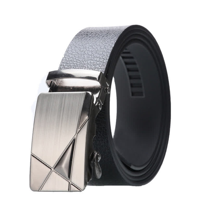 Cinturón de cuero negro con hebilla automática para hombre