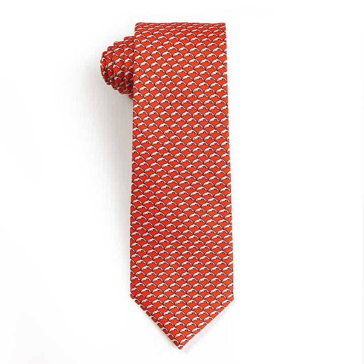 Corbata de seda pura con motivos de animales bailando para hombre