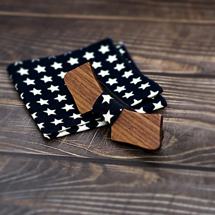 Juego de 2 pajaritas de madera con forma de collar para hombre
