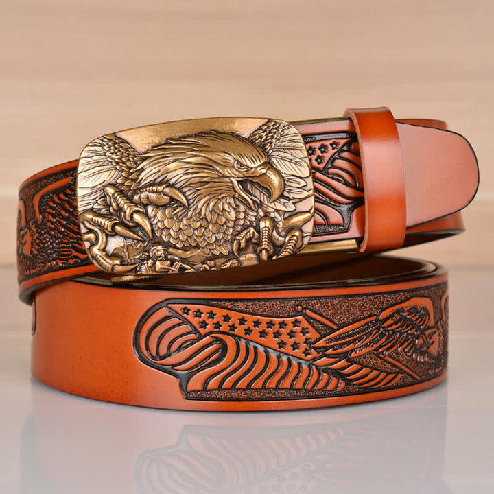 Cinturón de cuero con hebilla automática Mighty Eagle Sharp Claw para hombre