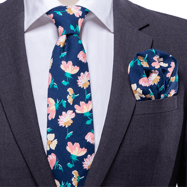 Conjunto de 2 corbatas con motivos florales y arte literario para hombre