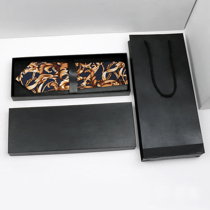 Corbata de lujo con diseño floral y hojas de arte para hombre